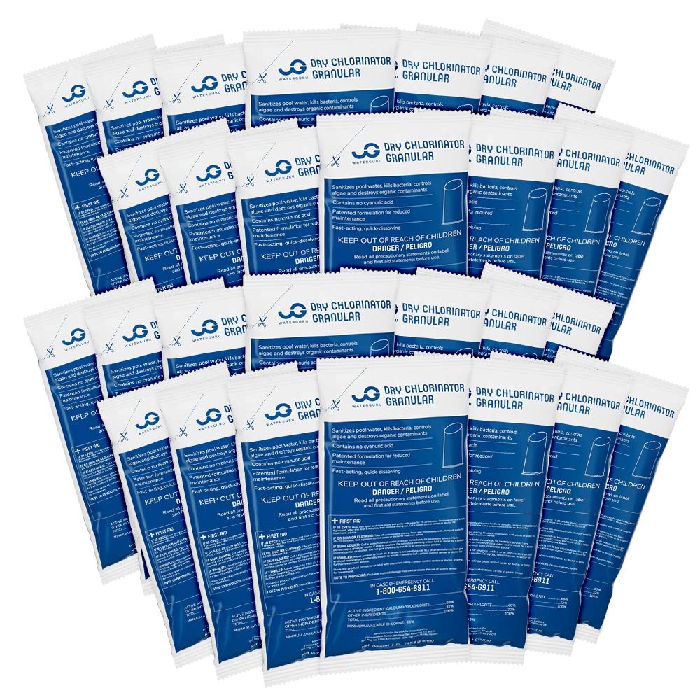 WaterGuru 2-1901-28BX Calcium Hypochlorite Chlorine Shock Treatment for Swimming Pools, 28-Pack