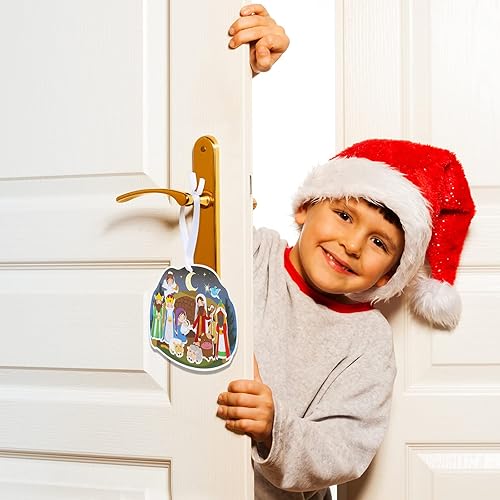 Miniatura 3 de Calcomanías de belén para manualidades religiosas, decoración colgante para árbol de Navidad, kits de manualidades cristianas para fiesta religiosa