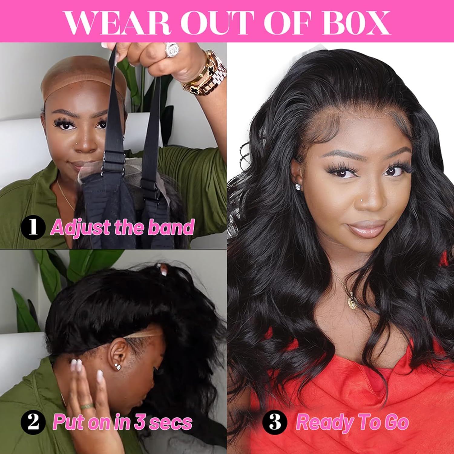 ISEE Hair Ocean Wave Glueless Wigs Human Hair Pre Plucked Pre Cut 5X7 HD Lace Wear Go Wig Lace Front Wigs Human Hair For Beginners 180% Density 22 Inch