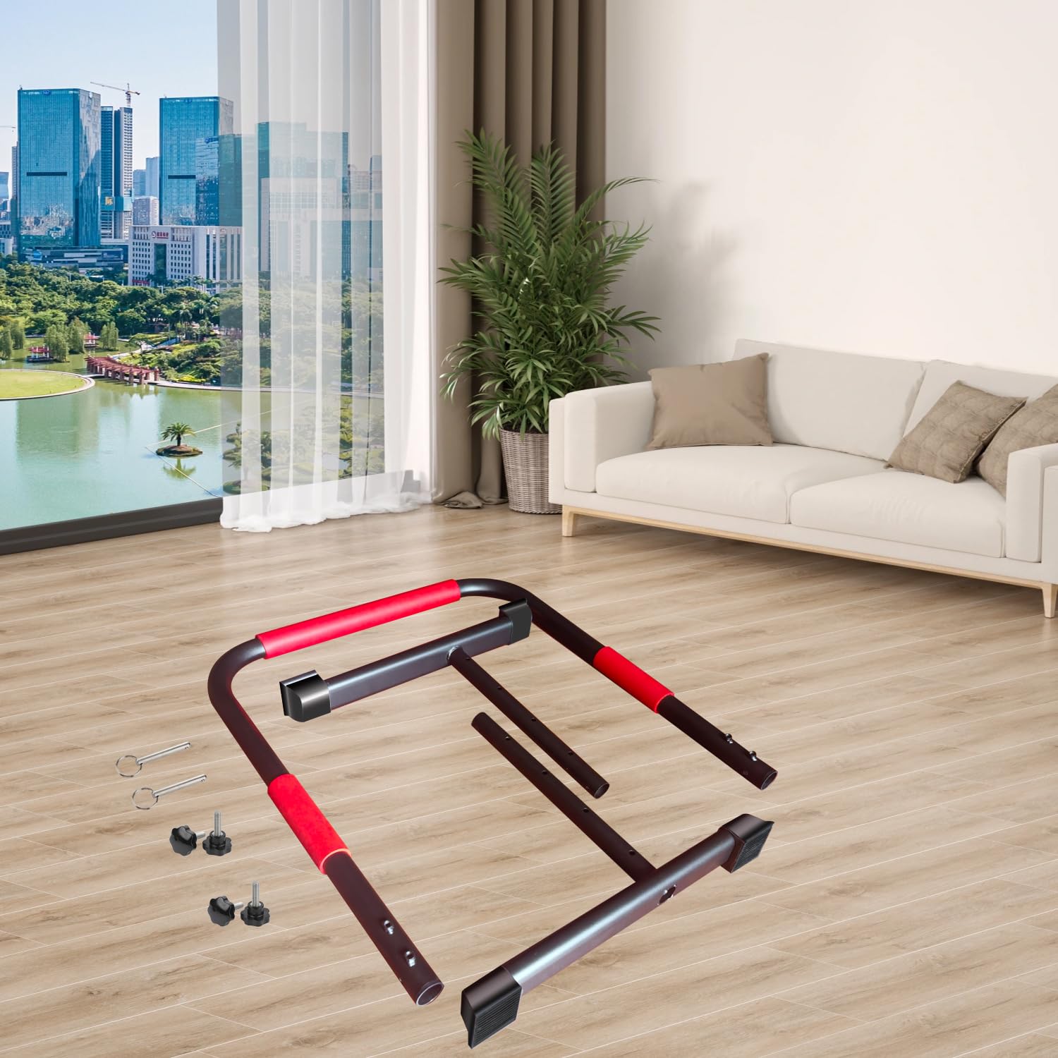 Manillar ajustable solo para almohadilla de caminar, ajuste universal de 23 pulgadas de ancho, altura máxima de 43 pulgadas, accesorio de soporte resistente (negro y verde)