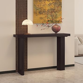 Thick Console Table, Narrow Wood Accent Sofa Tables Entryway Table, Solid Wood Couch Tables Wide Tabletop for Front Hall, Hallway, Living RoomBlack,160x30x80cm