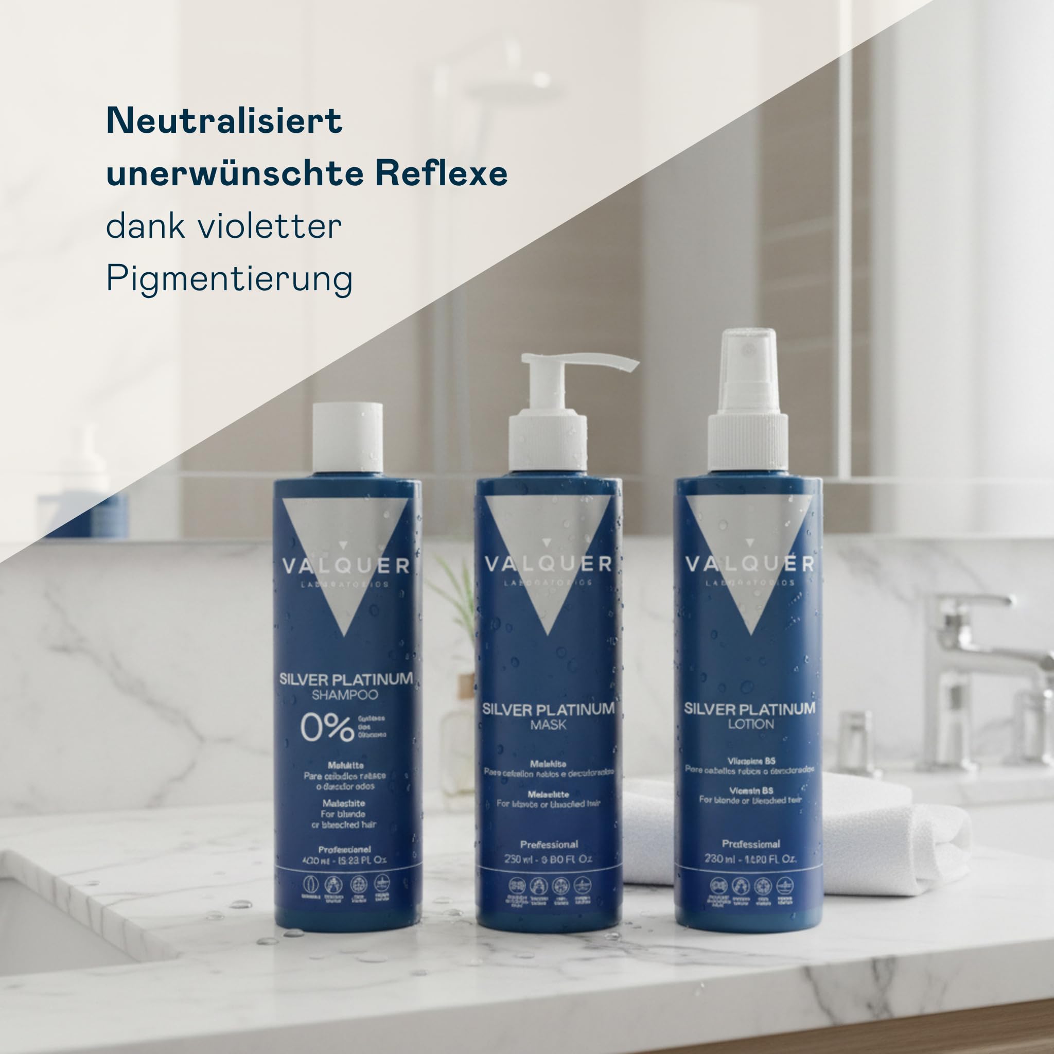 Valquer Pack Anti-Gelbstich | Purple Toning Shampoo, Haarmaske und Lotion