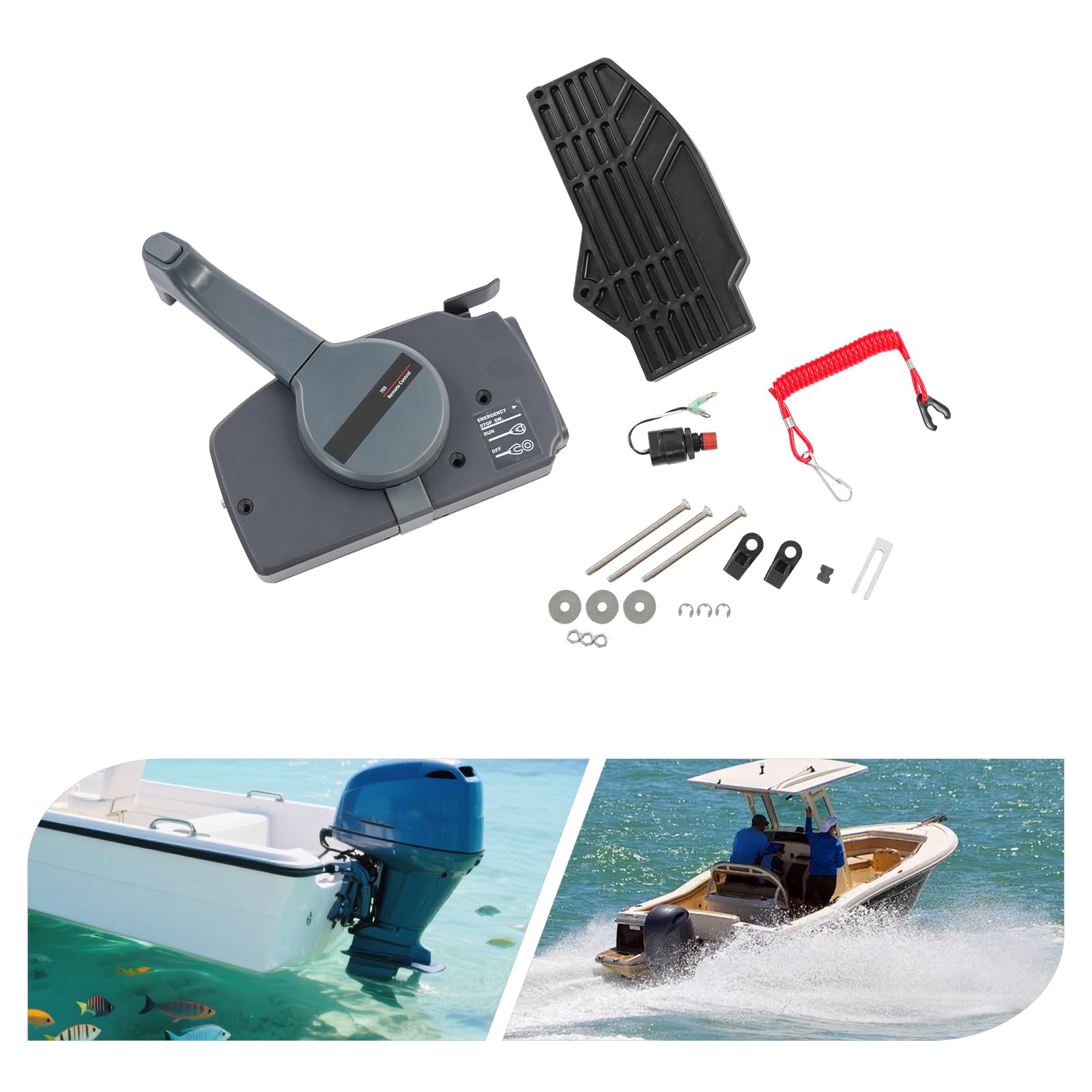 Outboard Remote Control Bo – Mando a distancia para YAMAHA 2 tiempos 40 – 85 CV – Controlador de proa inversa para barcos – Incluye amortiguación de gas – para patrones de barco y pescadores