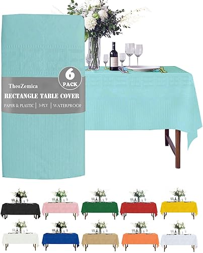 Miniatura 23 de Disposable Paper Tablecloth for Rectangle Tables 4 Pack, 54×108 Inch Waterproof Paper & Plastic Table Cloth, Yellow Table Cover for Spring Easter