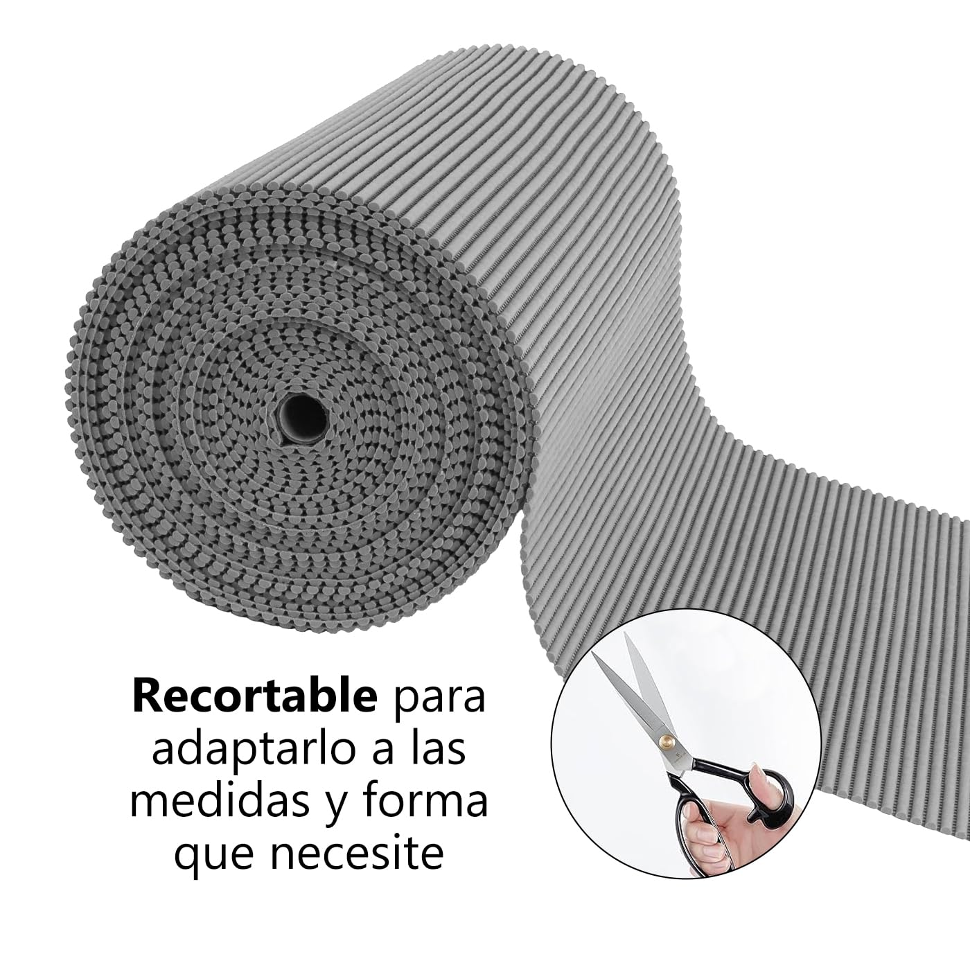 MERCURY TEXTIL- Alfombrilla Antideslizante de Goma Eva Protección de Cajones, Estantes Anchura de 65cm, Alfombrilla Impermeable para Baño, Tapete, Fregadero y Cocina (200x65cm, Gris)