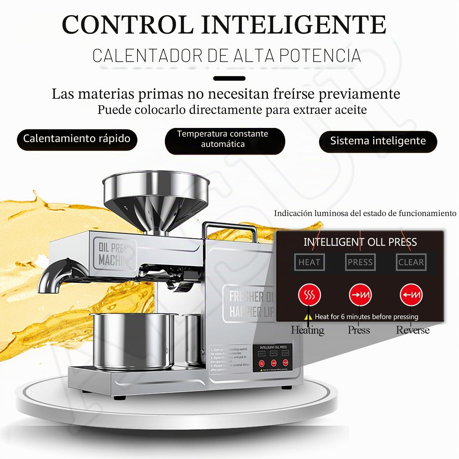 Exprimidor Automático Aceite Oliva, Molino Automático 3-6KG/H, 24H Trabajo Continuo, Almazara Eléctrica Casera Comercial