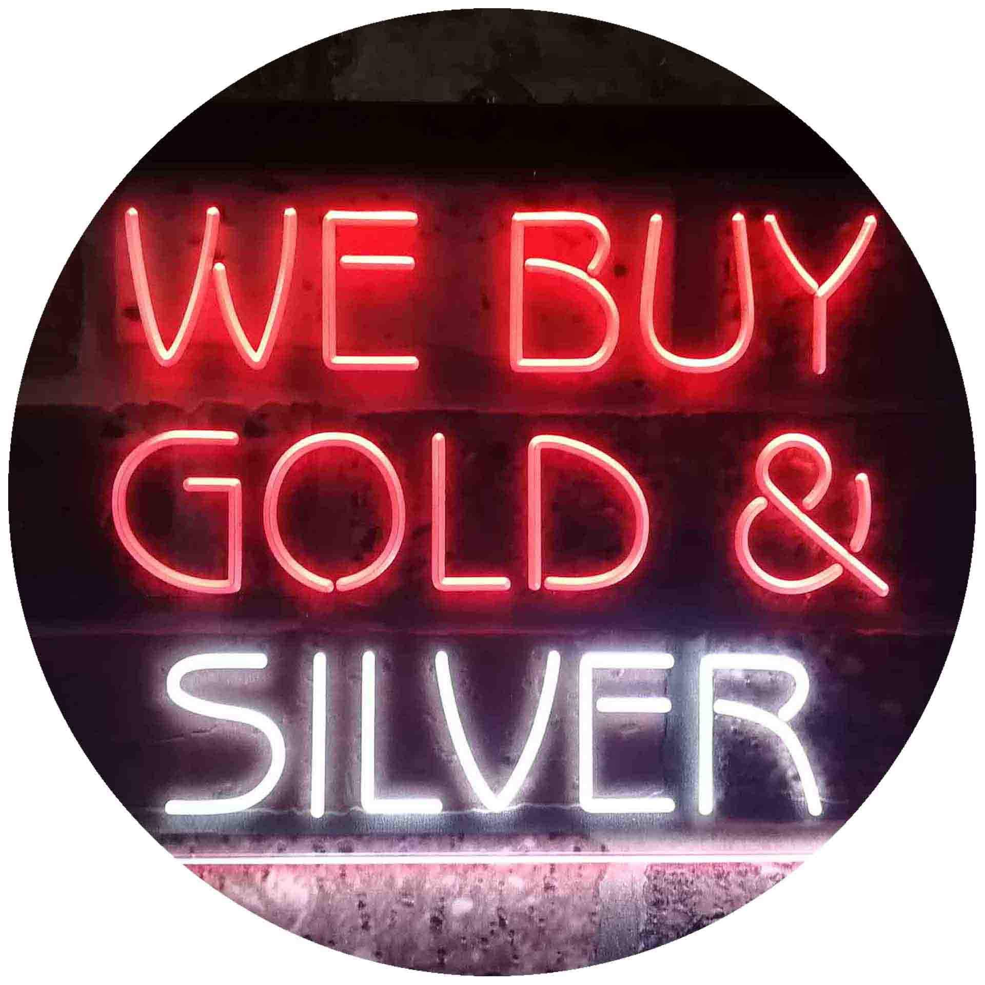 Advpro White & Red We Buy Gold Silver Shop Dual Color Led Neon Sign 600 X 400Mm St6s64-I3508-Wr