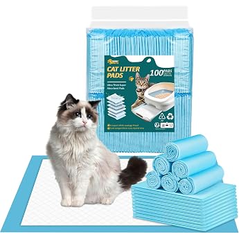ownpets cat litter pads 45 x 33 cm leak-proof 6-layer kitten training pads cat litter box pee pads with super absorbed surface for pets pack of 20 cat