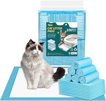 Ownpets Cat Litter Pads 45X33CM Leak-proof 6-Layer Kitten Potty Training Pads Cat Litter Box Pee Pads with Super Absorbent Surface for Pets, 20 Pack