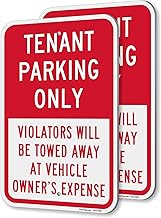 SmartSign Tenant Parking Only Sign - 2 Pack, Violators Towed At Vehicle Owner's Expense Sign, 18 x 12 inch, 2mm Thick Aluminum Composite, Red and White, Made in USA