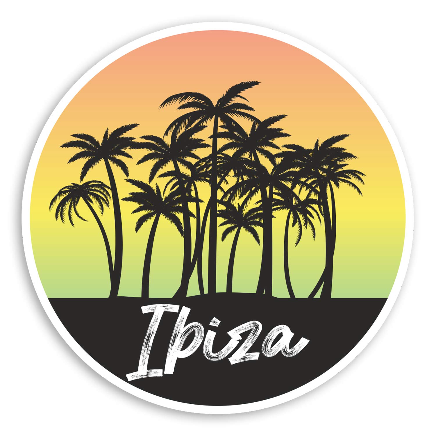 Destination Vinyl Ltd Multi 2 X 10Cm Tropical Ibiza Vinyl Stickers - Spain Travel Luggage Sticker #30636 (10Cm Wide)