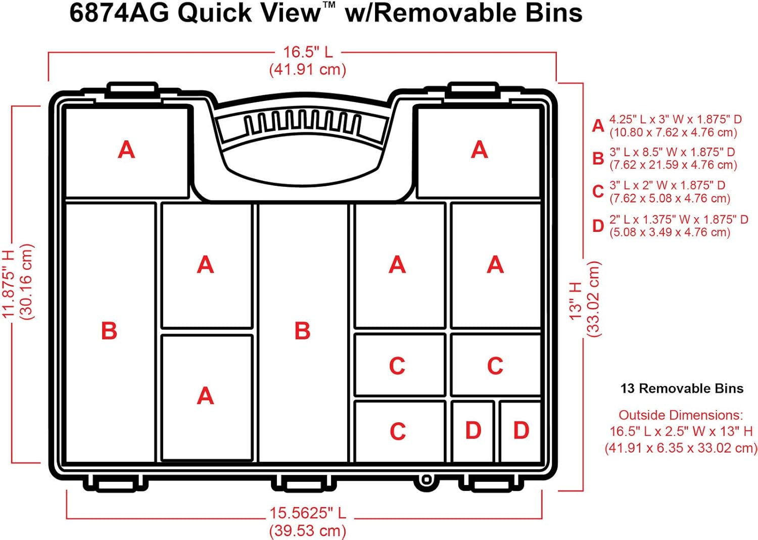 ArtBin 6874AG Large Quick View Carrying Case With Removable Bins, Portable Art & Craft Organizer with Handle, [1] Plastic Storage Case, Black/Aqua with Clear Lid