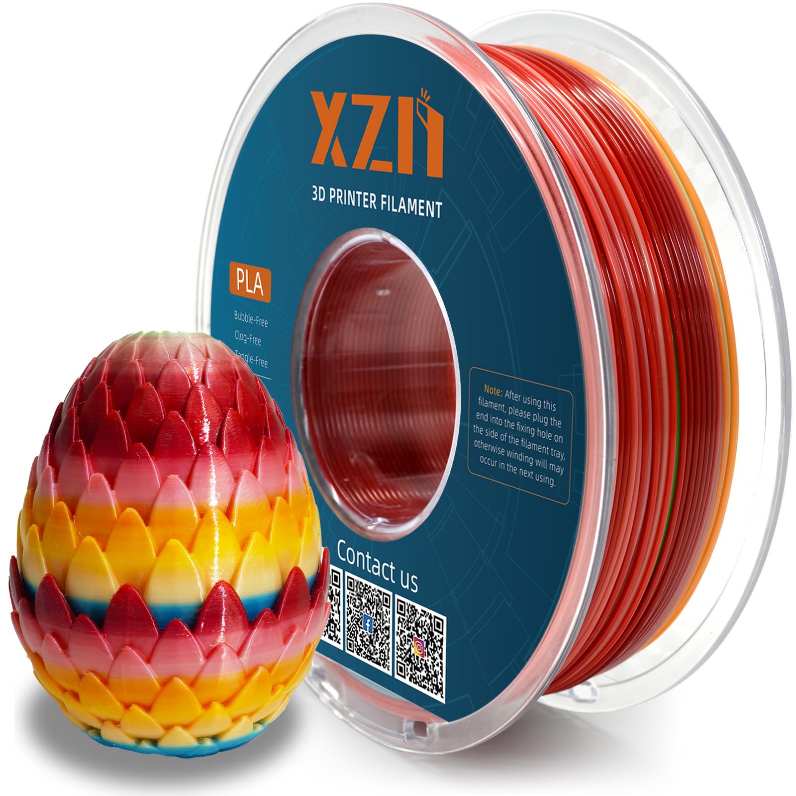 PLA Filament 1.75mm, 3D Printer Multicolor Filament 1kg (2.2lbs) Spool, Dimensional Accuracy +/- 0.02mm, Neatly Wound, Color Changing Filament Fits for Most FDM 3D Printers (Rainbow)