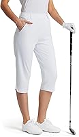 FitsT4Sports Women's 18" Golf Capris Pants - Stretchy Breathable Capri with Pockets for Golf, Work & Casual