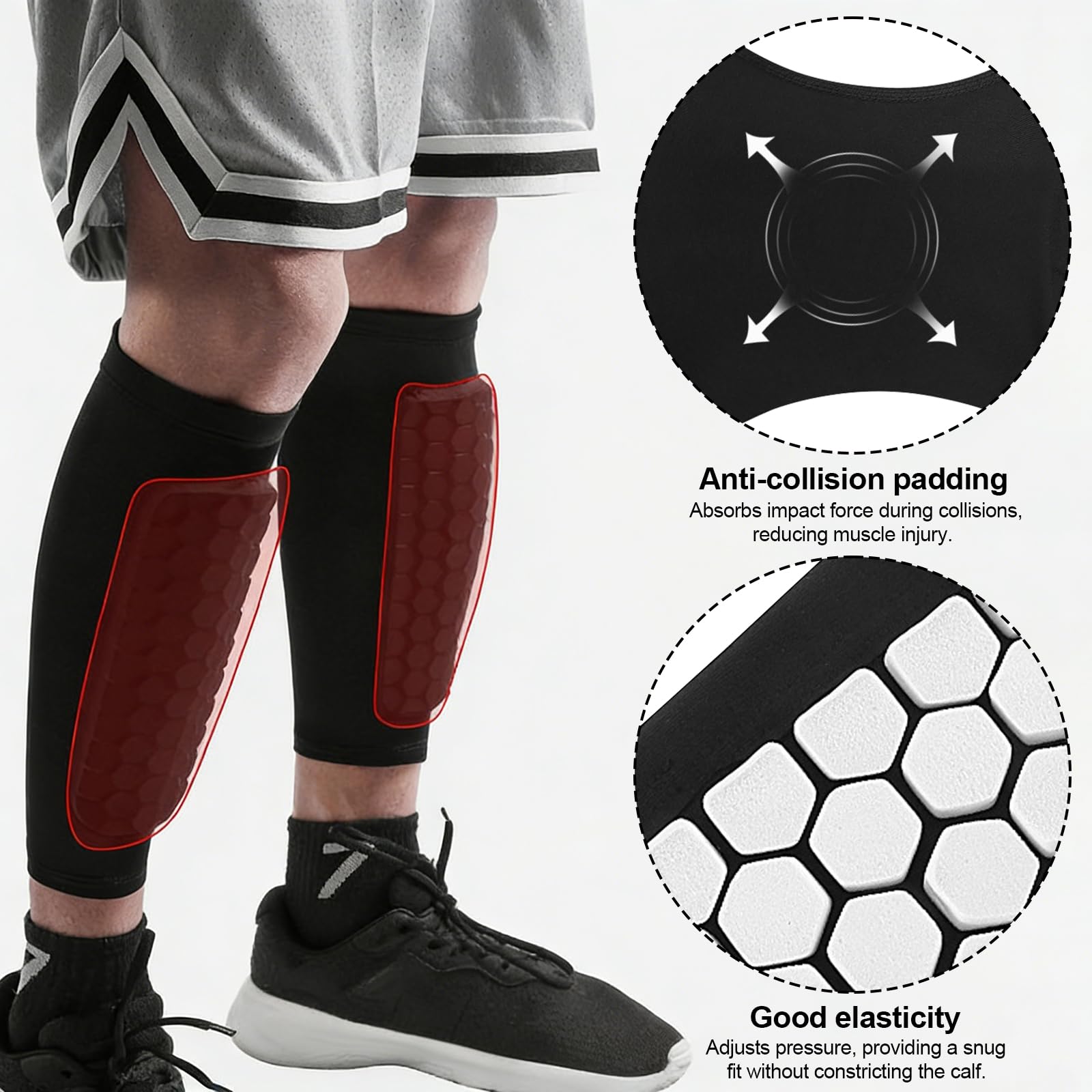 Espinilleras de fútbol, S/M/L y esquí, incluye espinilleras con bolsillo optimizado, protección para pantorrillas, resistente a los golpes, transpirable y antideslizante