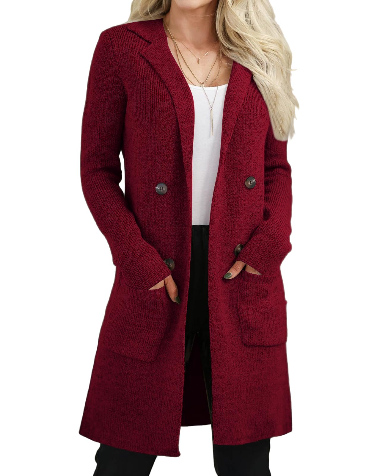 Women's Open Front Long Cardigan Sweaters Fall Casual Knit Jackets Coatigan with Pockets-image-30