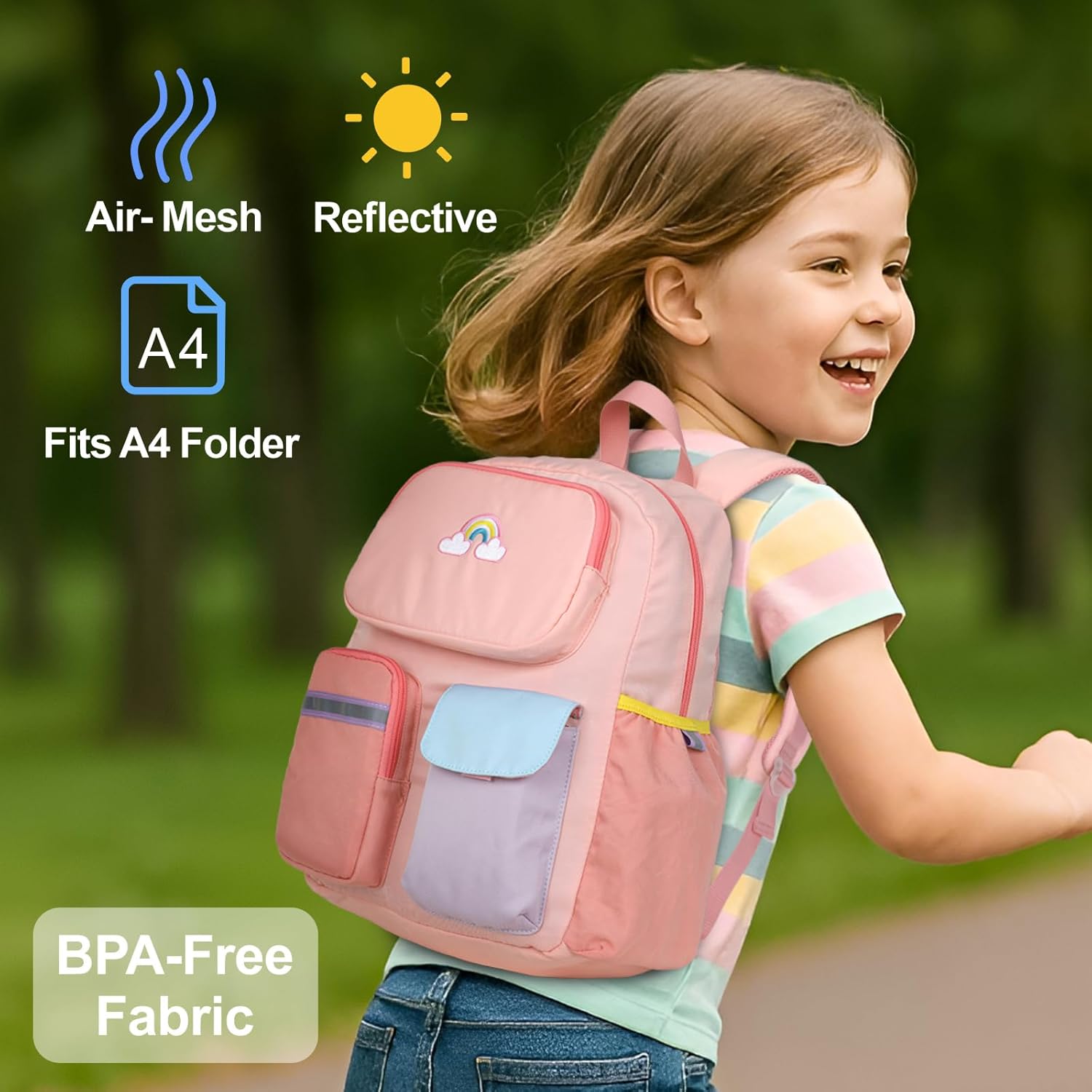 Preschool Backpack for Girls - 15 Inch Kindergarten Backpack for Girls 3 to 8, Lightweight Elementary School Backpack for 1st 2nd Grade, Kids Backpack for School and Travel, Pink - Image 2