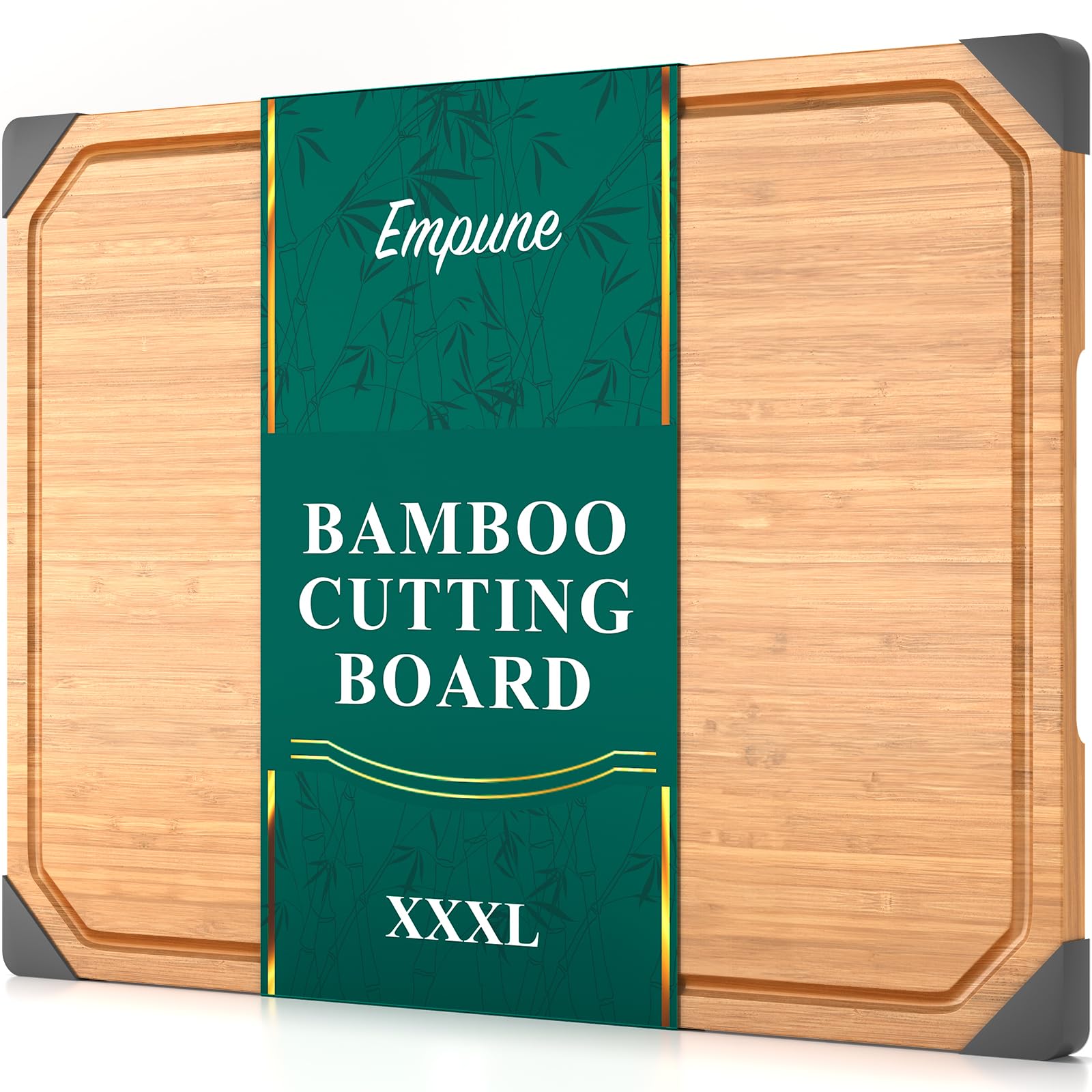Empune - Tabla de cortar de bambú, tablas de cortar de madera de 24 pulgadas para cocina con patas de goma antideslizantes, tabla de cortar de madera para carne y verduras, 3XL