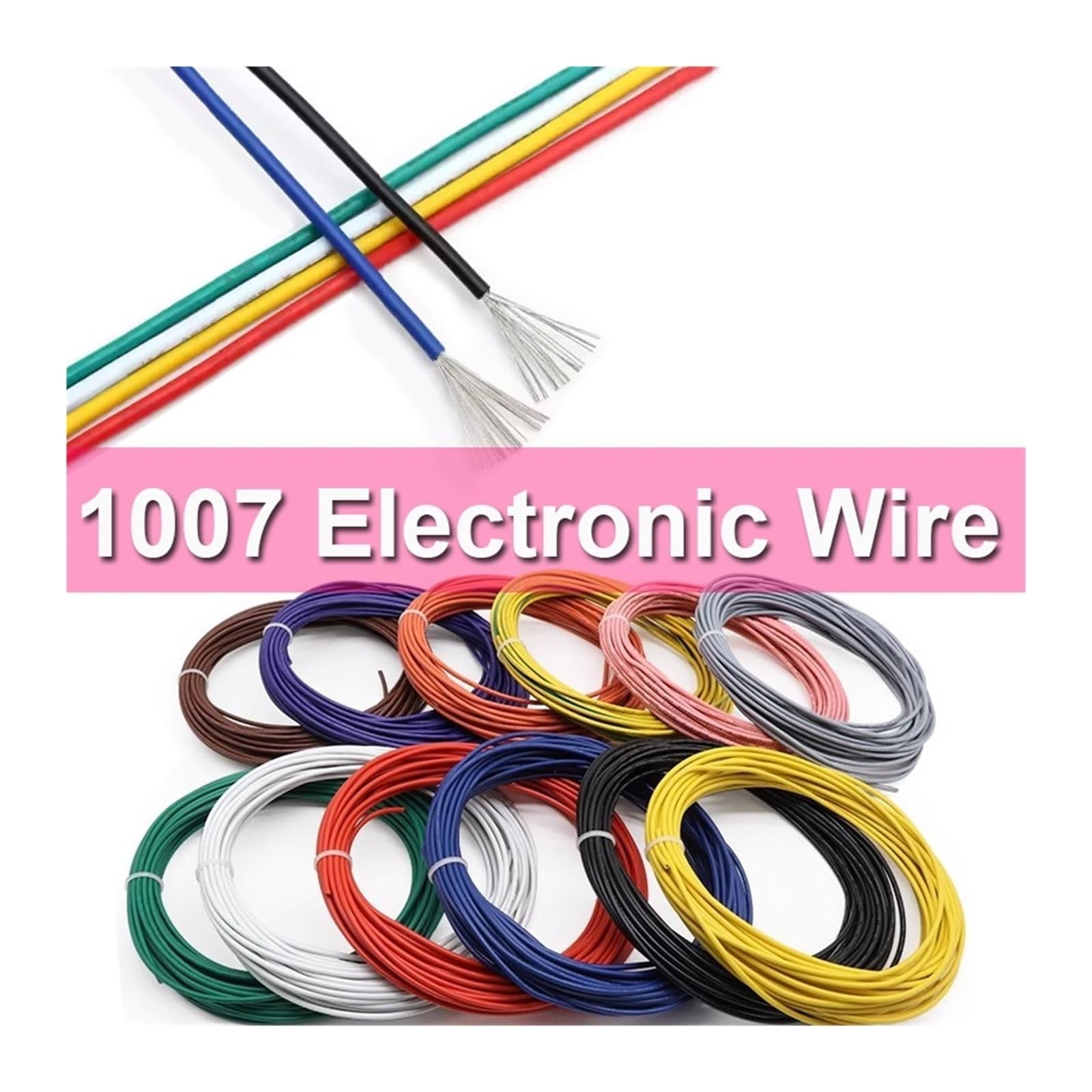 100M 1007 Przewód Elektroniczny 24 26 28 30AWG Kabel Oświetleniowy Do Lampy Liniowej Izolowana PVC Cynowana Miedź(Orange,100m 24 AWG)