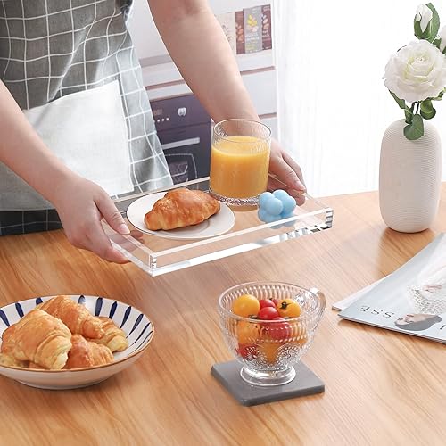 Miniatura 7 de Bandeja organizadora de acrílico transparente de 0.315 in de grosor de 10.5 x 6 pulgadas para encimeras de lavabo, tocador, inodoro, perfume, jabón,