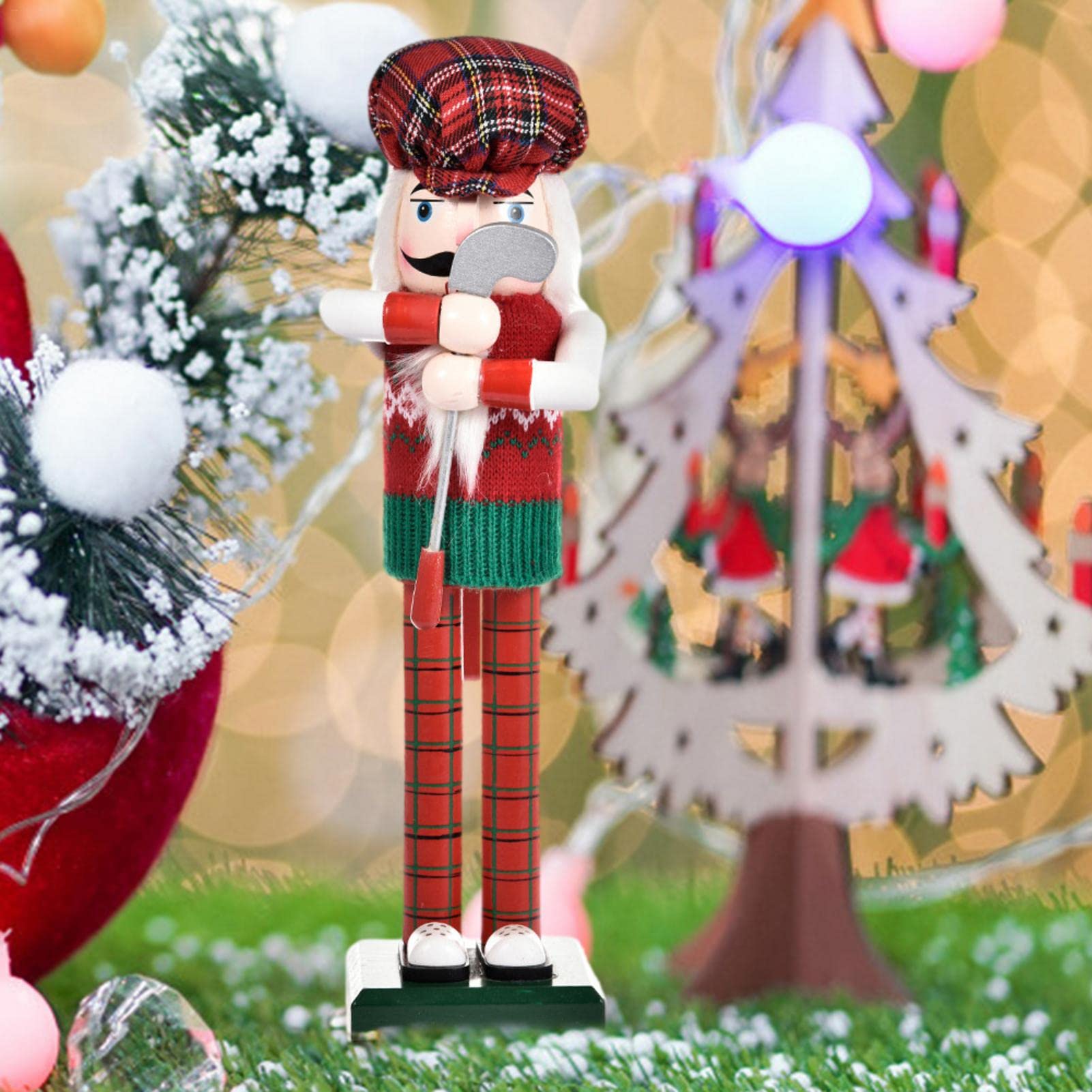 Set Di 5 Schiaccianoci Decorativi In Legno Per Natale - Soldatini Dorati, Altezza 13 Cm, Per Albero, Tavola E Regali