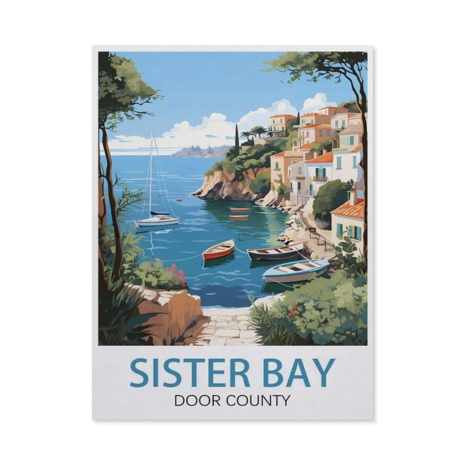 Jigsaw Puzzle 1000 Pieces for Adults，Sister Bay Door County，Teens Boys Girls Puzzles Difficult Thick Sturdy Pieces Challenging Puzzle for Party Games（75x50cm）-AZ66