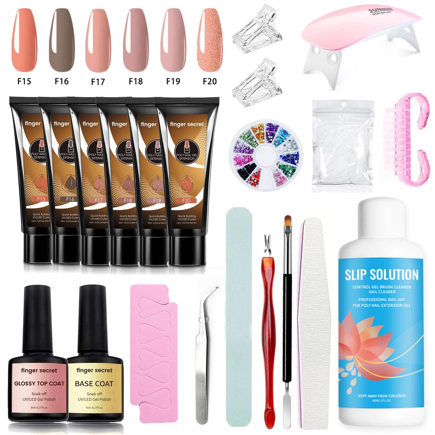 Poly Gel Nail Kit Set D,6colors All-In- One Gel Nail Polish Kit With U V Light For Extension Nail Kit for Beginners With Everything at Home 3oz