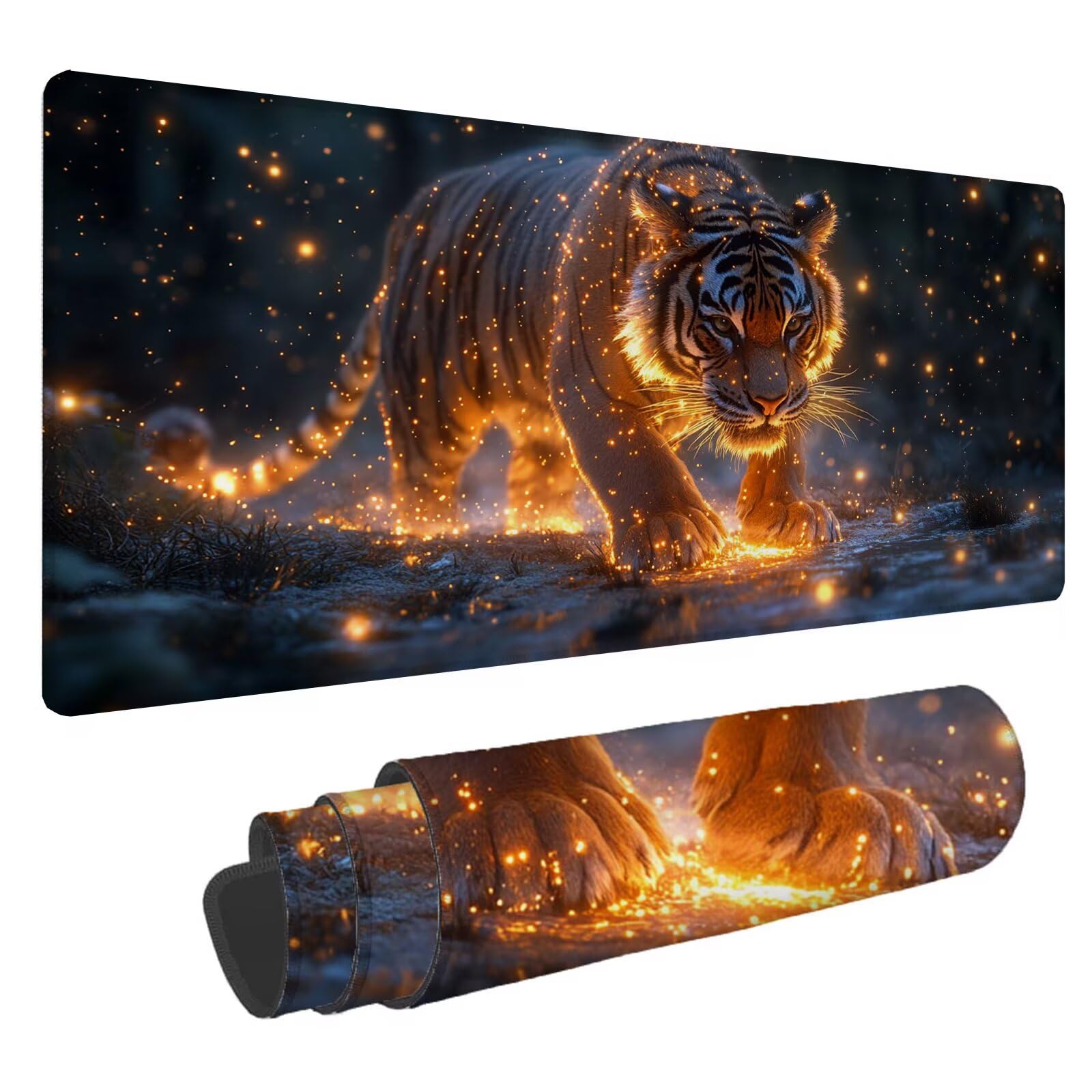 Podkładka pod mysz dla zwierząt XXL tygrys 1600 x 800 x 4 mm podkładka pod mysz do gier, duża wodoodporna antypoślizgowa podkładka na biurko, podkładka pod mysz szyte krawędzie dla graczy, komputer,
