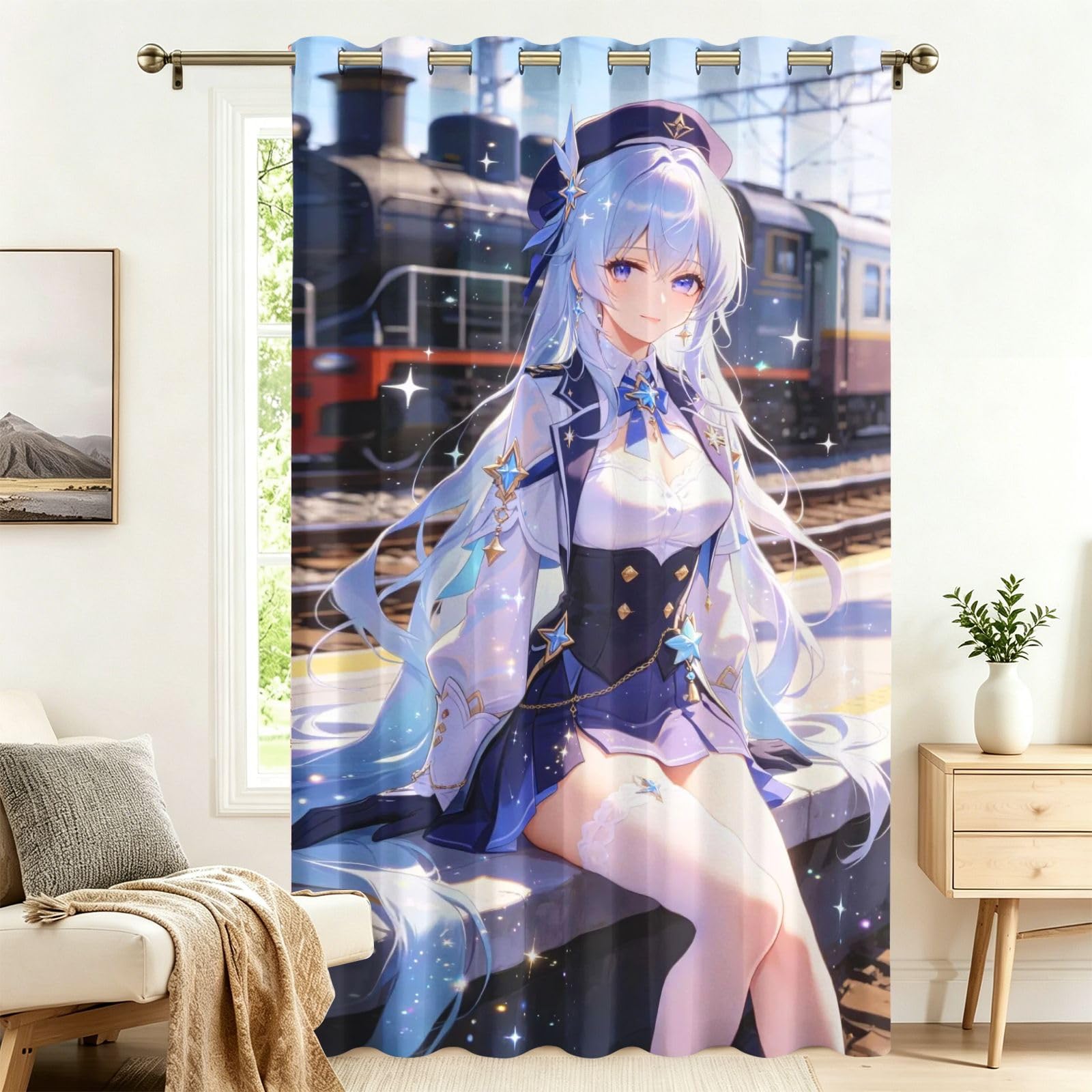 Fadaing Girls 5 School Uniform Curtains With Eyelets, 1 Piece, Room Divider Curtains, Blackout, 183 X 132 Cm, Darkening Thermal Curtains, Heat Insulating, Winter, Summer, Thermal Protection, Indoor Sun
