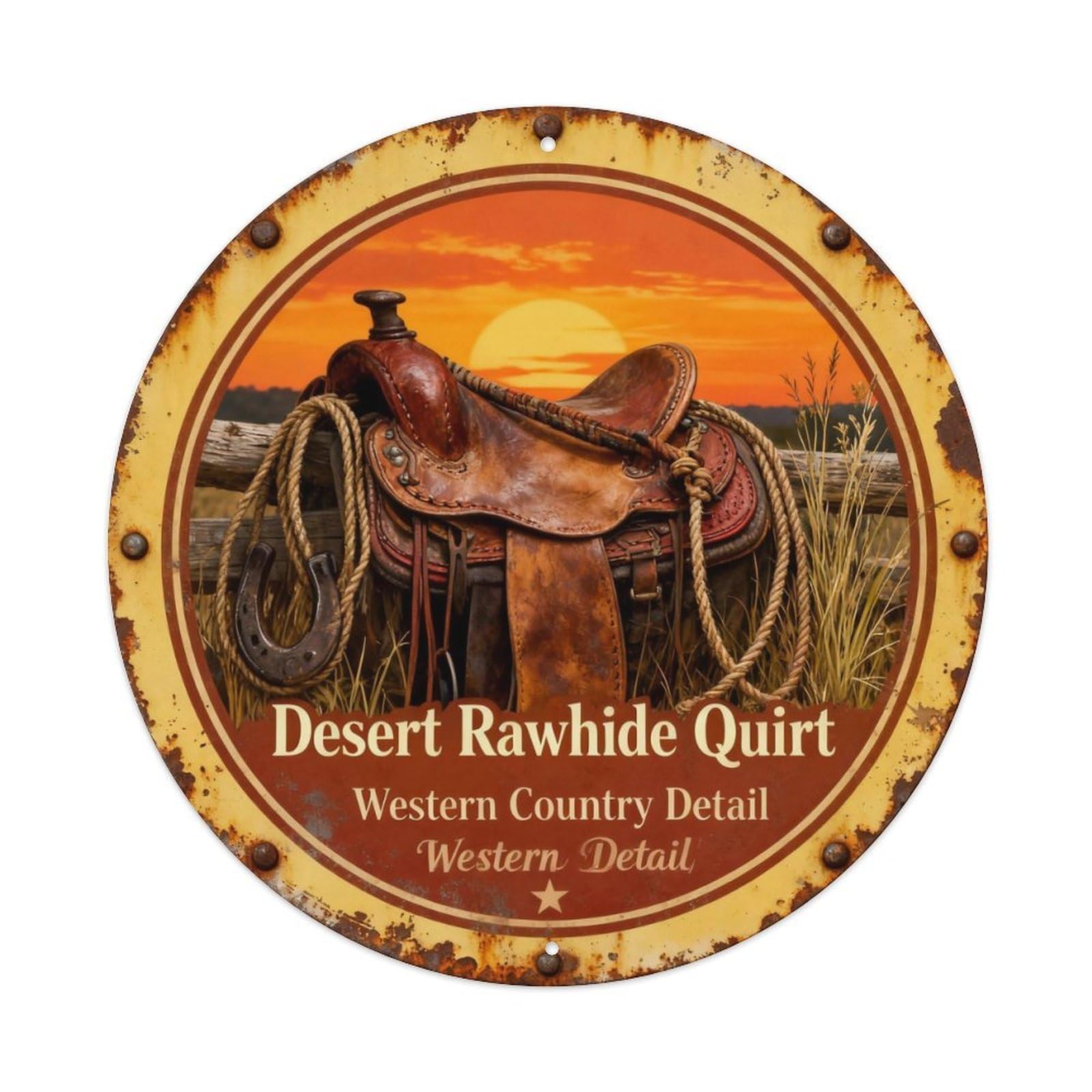 Desert Rawhide Quirt Metal Tin Sign Plaque