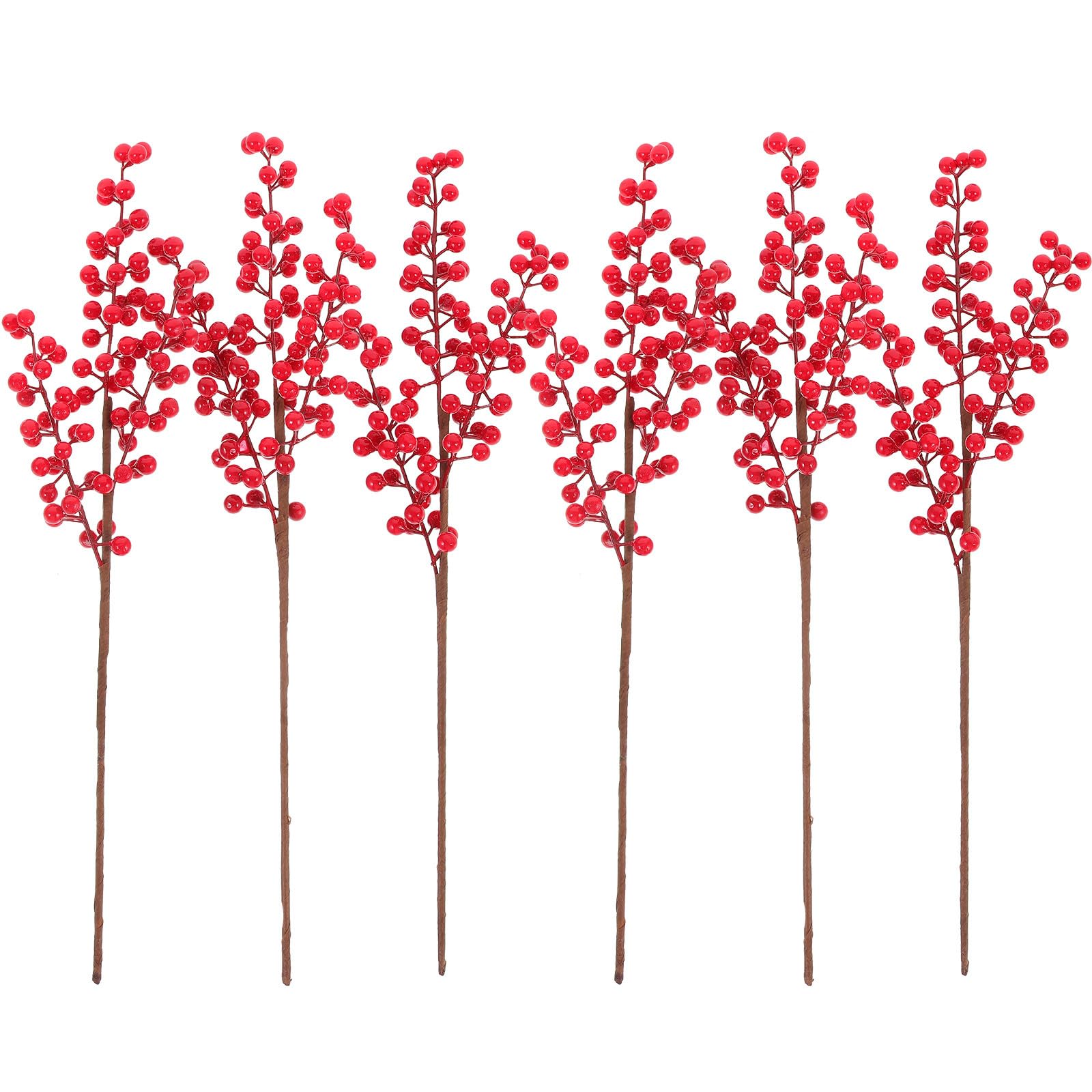 Bayas navideñas artificiales GALPADA de espuma roja en un set decorativo de 6 piezas para árbol