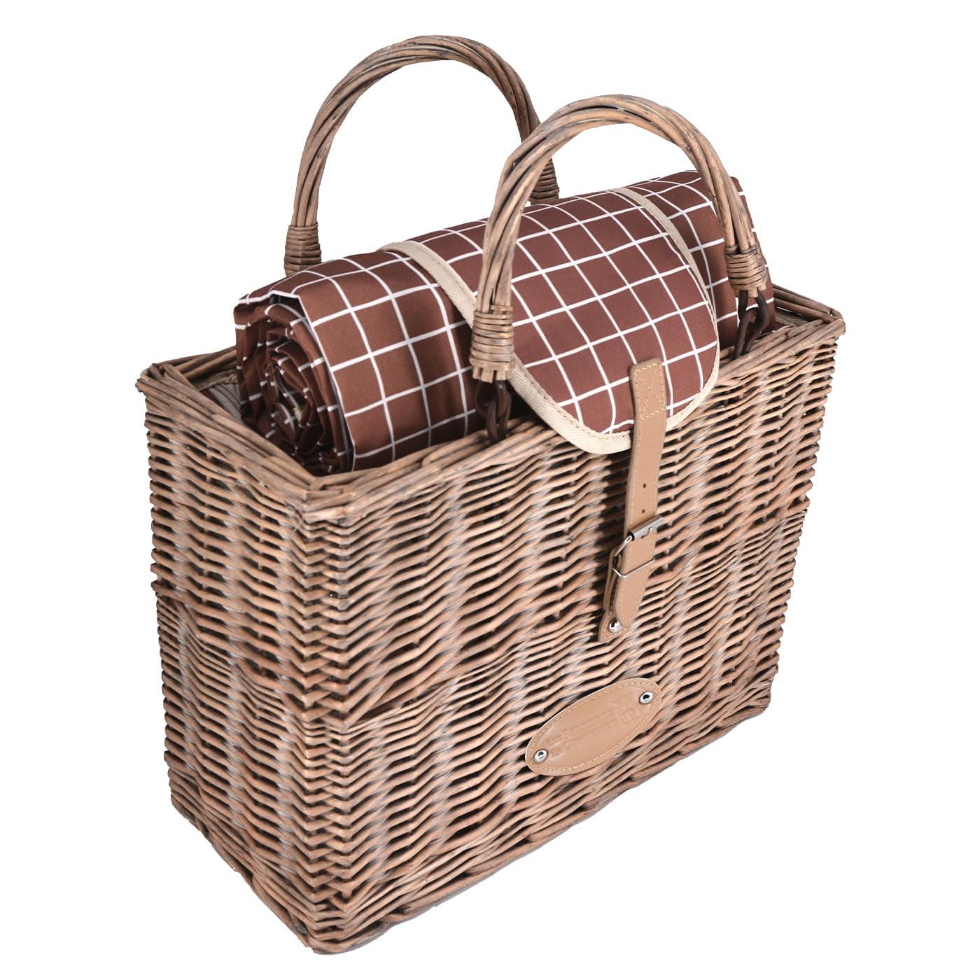Les Jardins de la Comtesse - Cesto isotermico Monceau - 4 Persone - Marrone - Scomparto isotermico - con tovaglia - 40 x 19 x 30 cm