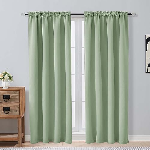 Miniatura 144 de OVZME Cortinas opacas turquesa para tratamiento de ventanas pequeñas, cortinas cortas con bloqueo de luz para ventana de cocina sobre el fregadero,