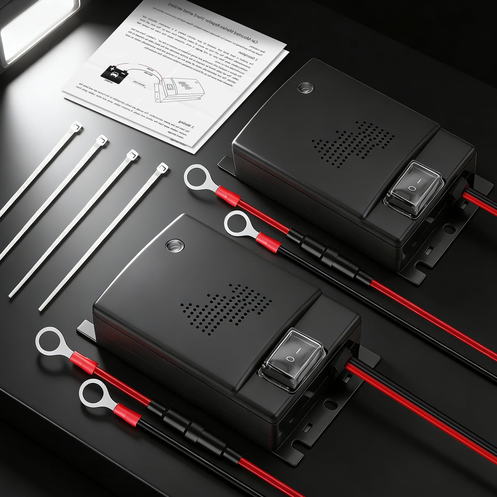 Marderschreck Auto mit Ultraschall Marderabwehr für 12V Autobatterie