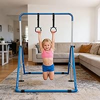 Vista 4 de Gymnastics Bar for Kids, Adjustable Height Gymnastic Horizontal Bars, Folding Expandable Gymnastics Equipment Junior Training Kip Bar for Home
