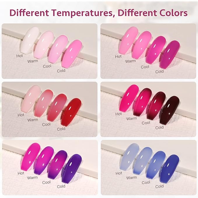 Set de 6 Esmaltes de Uñas Gel Cambio de Color GAOY miniatura 3