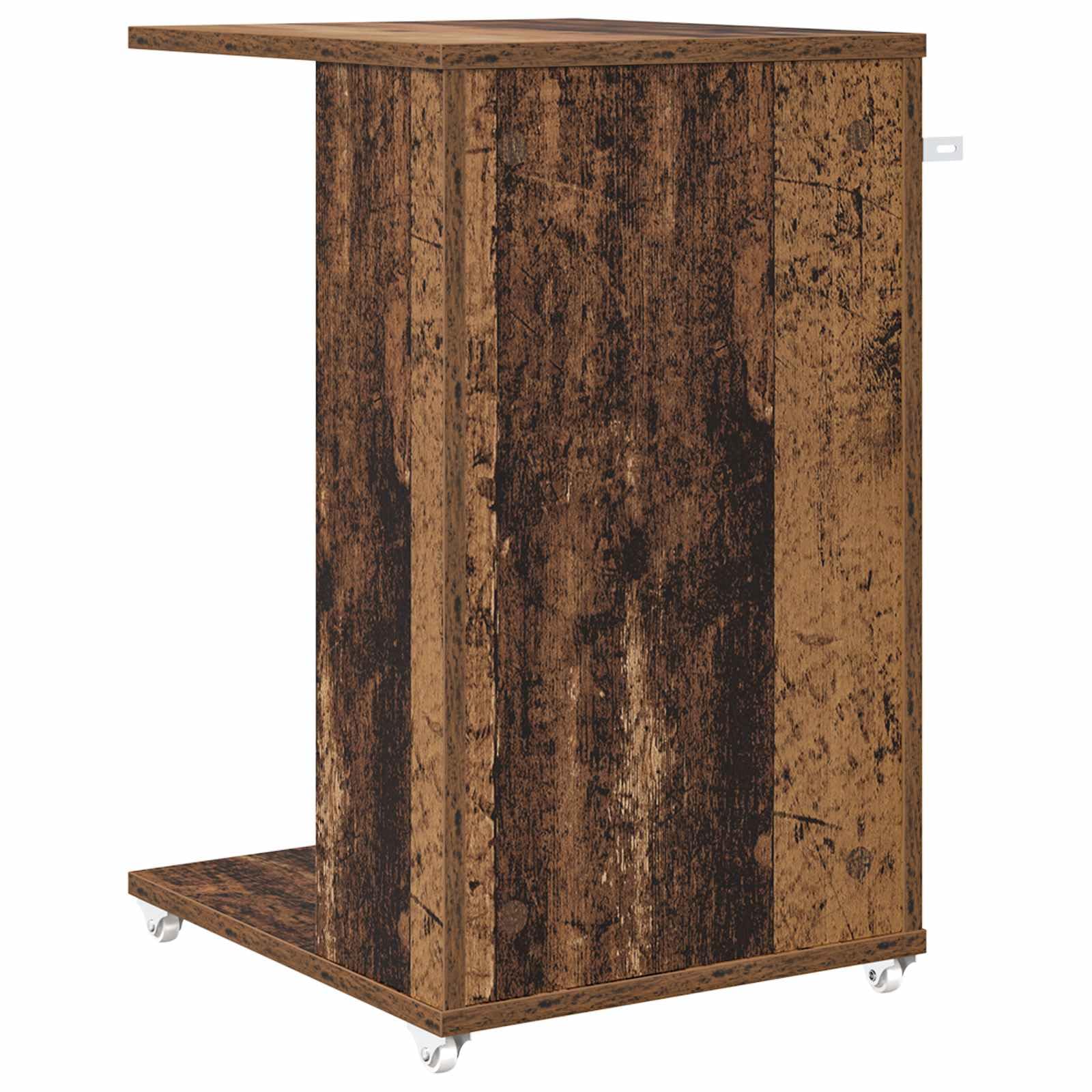Mesa auxiliar con rueda de madera recuperada, 40 x 35 x 60 cm, mesa de centro móvil y mesita de noche con estante para salón, dormitorio, sofá y balcón, ahorra espacio y versátil