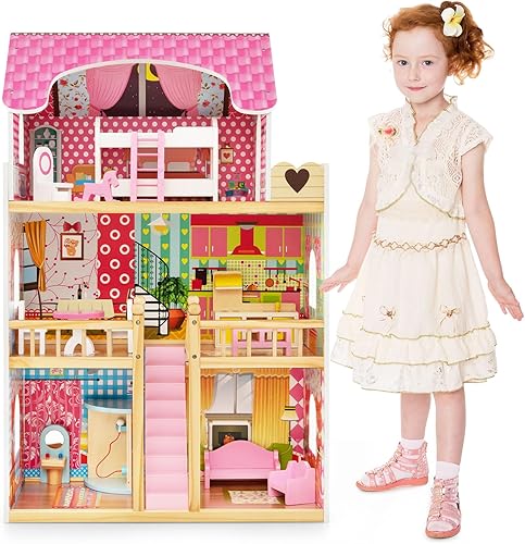 Miniatura 1 de Costzon Casa de muñecas, casa familiar de juguetes con 15 muebles, accesorios de juego, casa de muñecas Cottage Uptown, casa de juegos de muñecas,