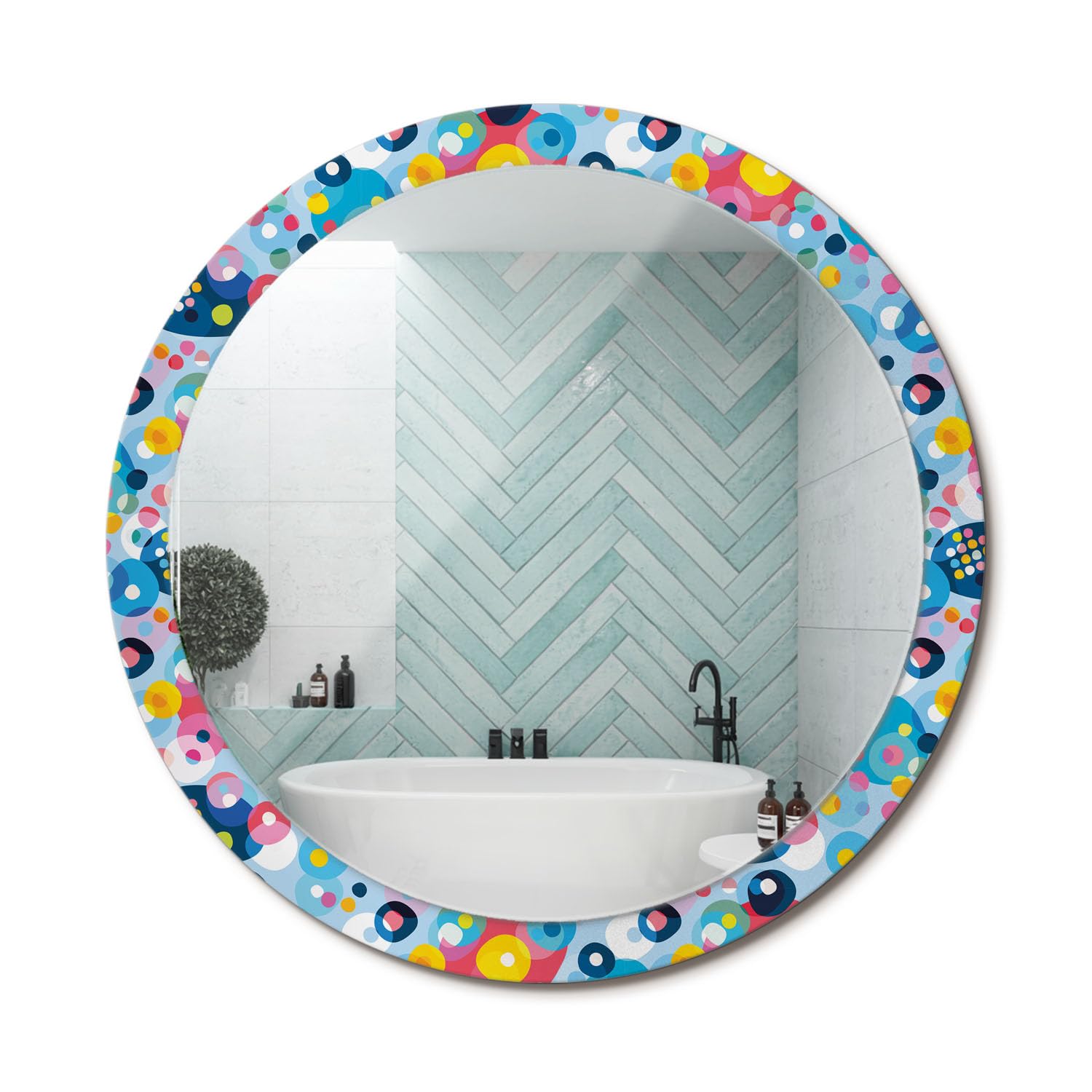 Miroir mural rond motifs artistiques fi100 pour agrandir une entrée