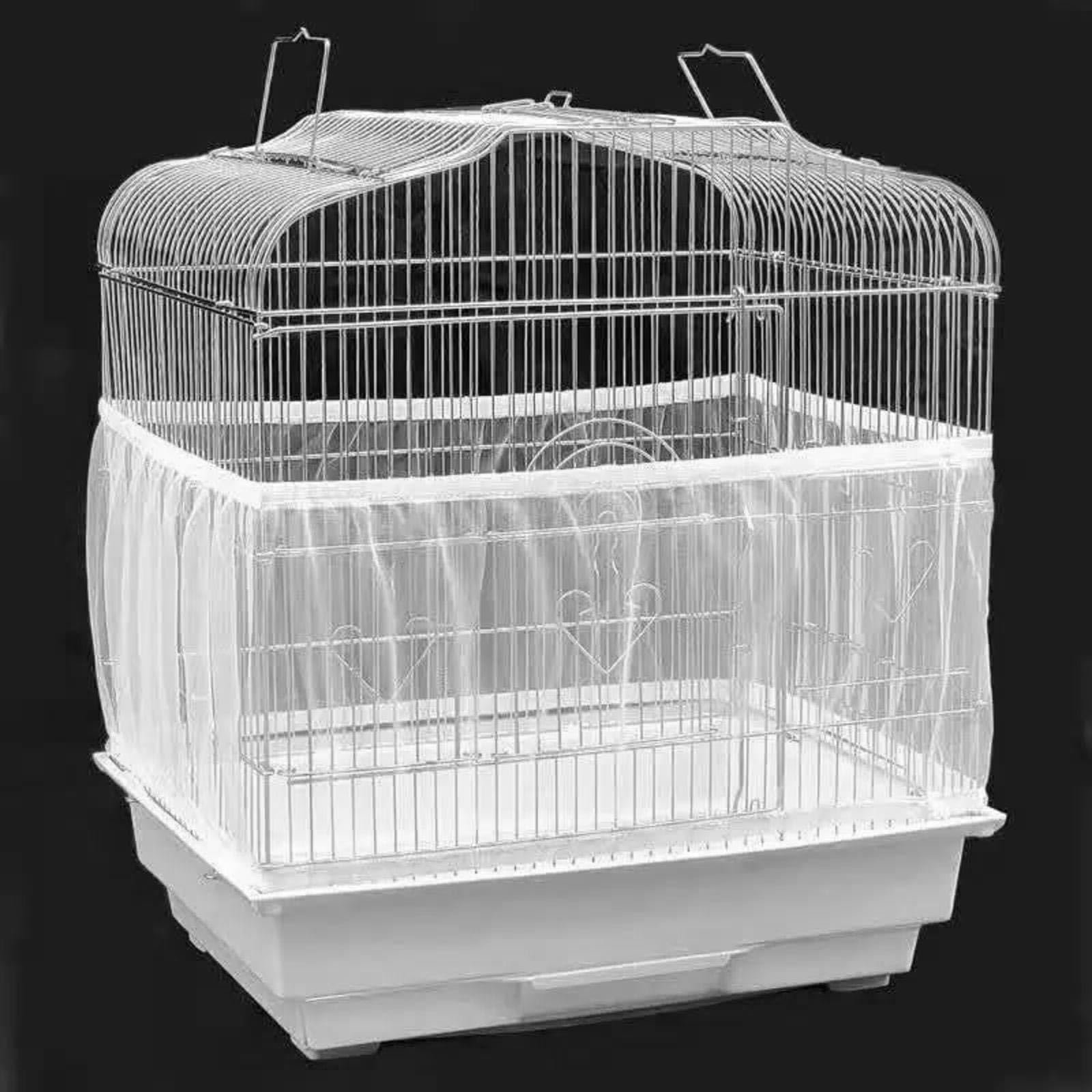 Bird Cage Net Cover Seed Catcher Skirt Stretchy Ventilate Dustproof Cover (White) - Image 2
