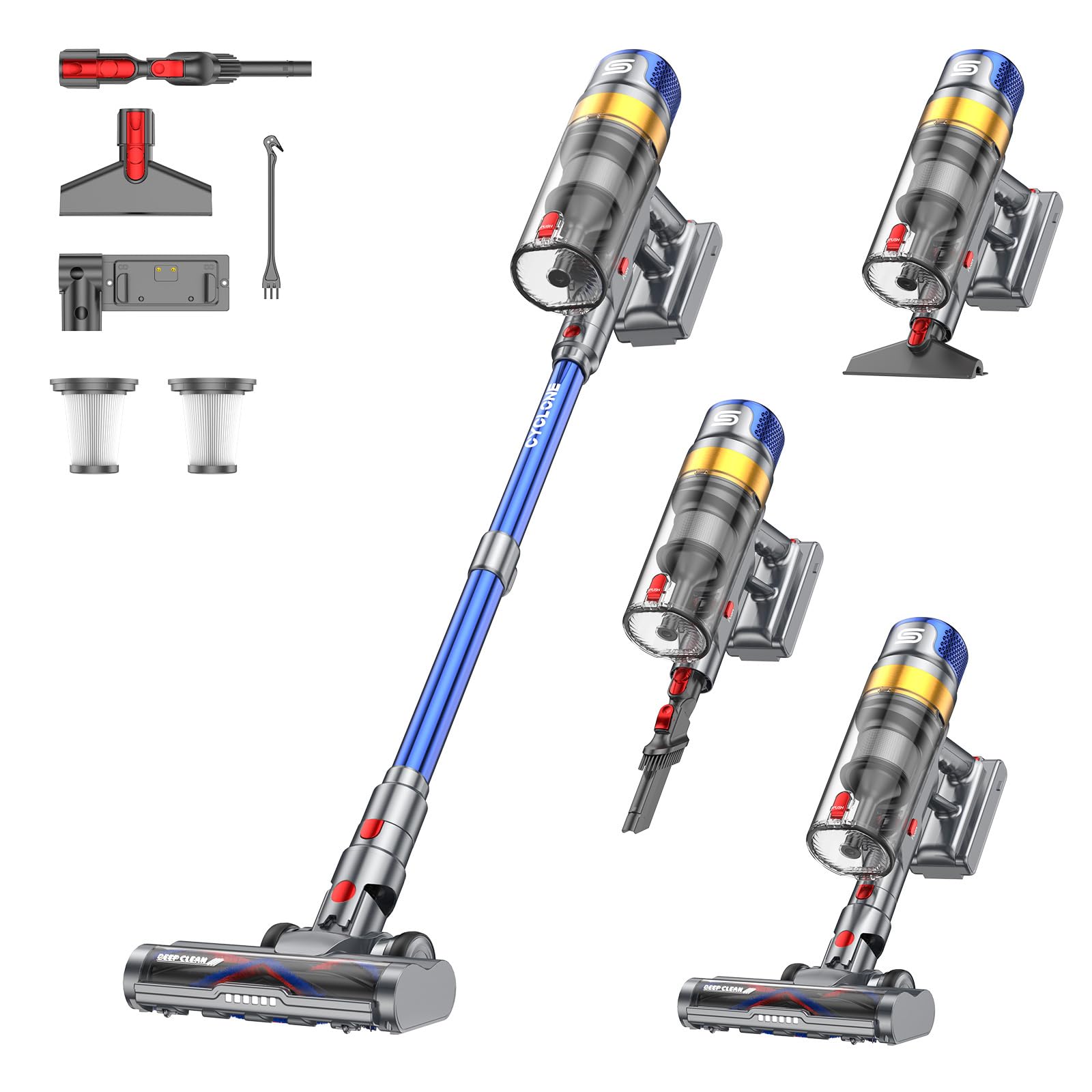 Sulean X8 Cordless Sweeper Vacuum Cleaner, 48Kpa/580W/70Min Powerful Cordless Vacuum Cleaner with Intelligent Display, Anti-Tangle, 1.6L Capacity Mop Vacuum Cleaner for Carpets, Hard Floors and Pet