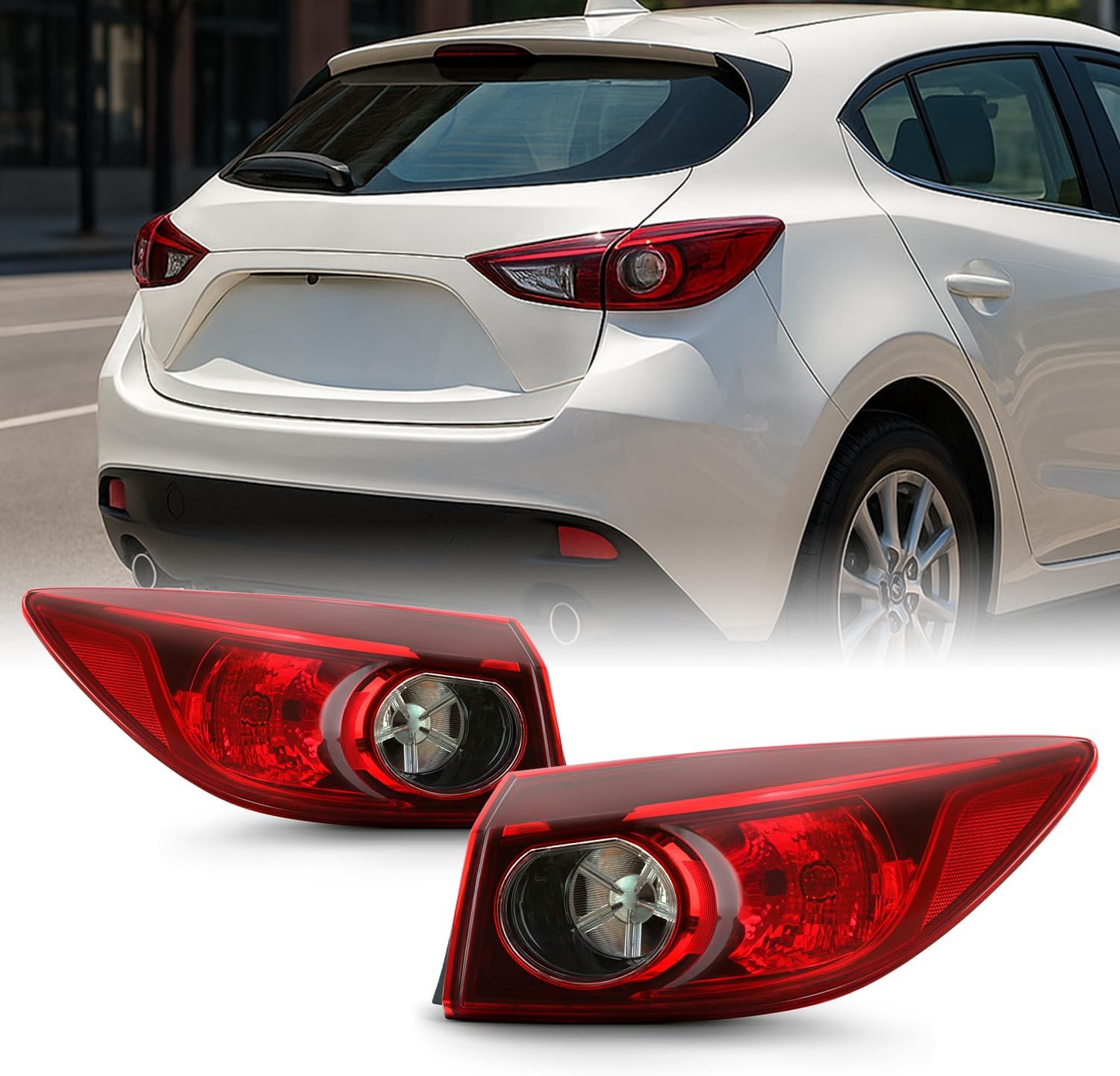 AKKON - Fits 2014 2015 2016 2017 2018 Mazda 3 4Door Sedan Model [Halogen Type] Outer Tail Lamp Brake Light Driver Left Side