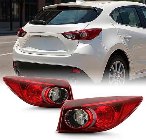 AKKON - Compatible con Mazda 3 4 puertas Sedan modelo 2014 2015 2016 2017 2018 tipo halógeno Luces traseras exteriores par de luces de freno