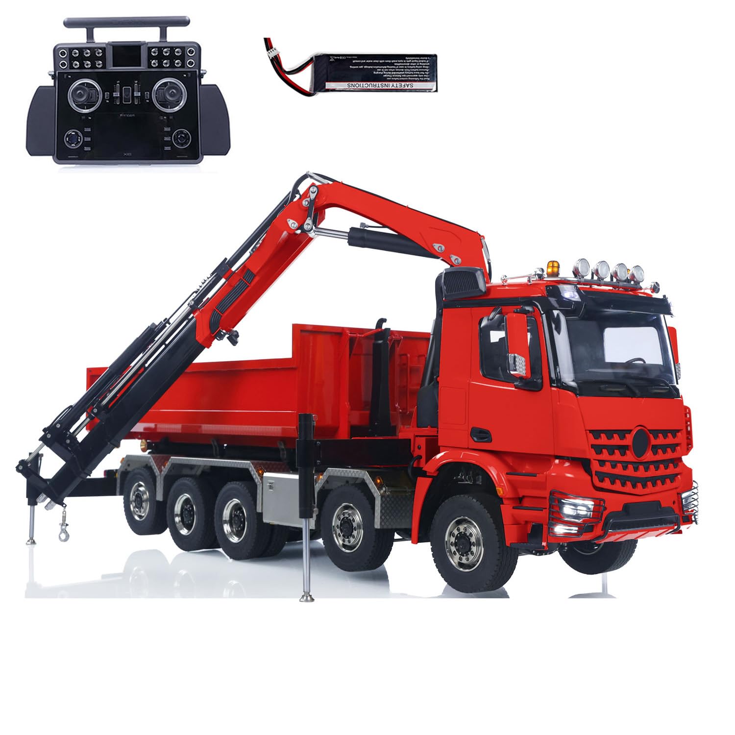 10x10 1 14 RC Hydraulic Crane Dumper Truck Full Dumper Car Model Rear Axle Lifting 3Grade Gear Box