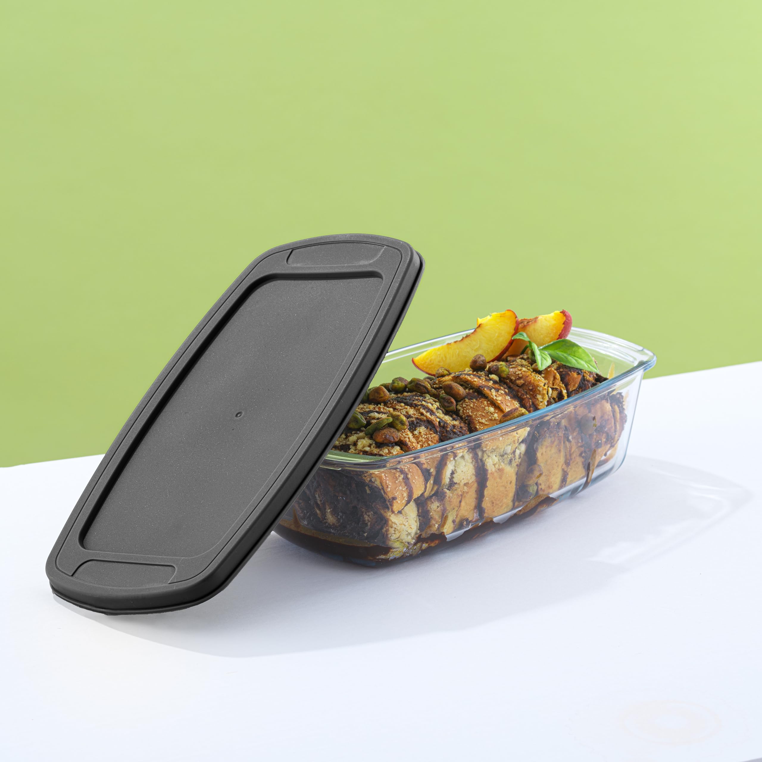 JoyJolt Lot de 3 moules à pain rectangulaires en verre avec couvercle pour la cuisson du pain, du pain, des lasagnes, des moules à pain de viande, des bananes ou des moules à pain au citron