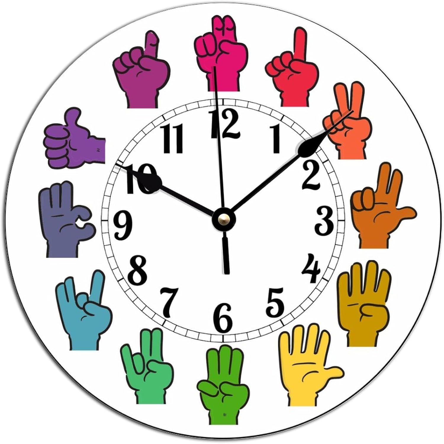 Kitchen Clocks Wall Battery Operated ASL Rainbow Wall