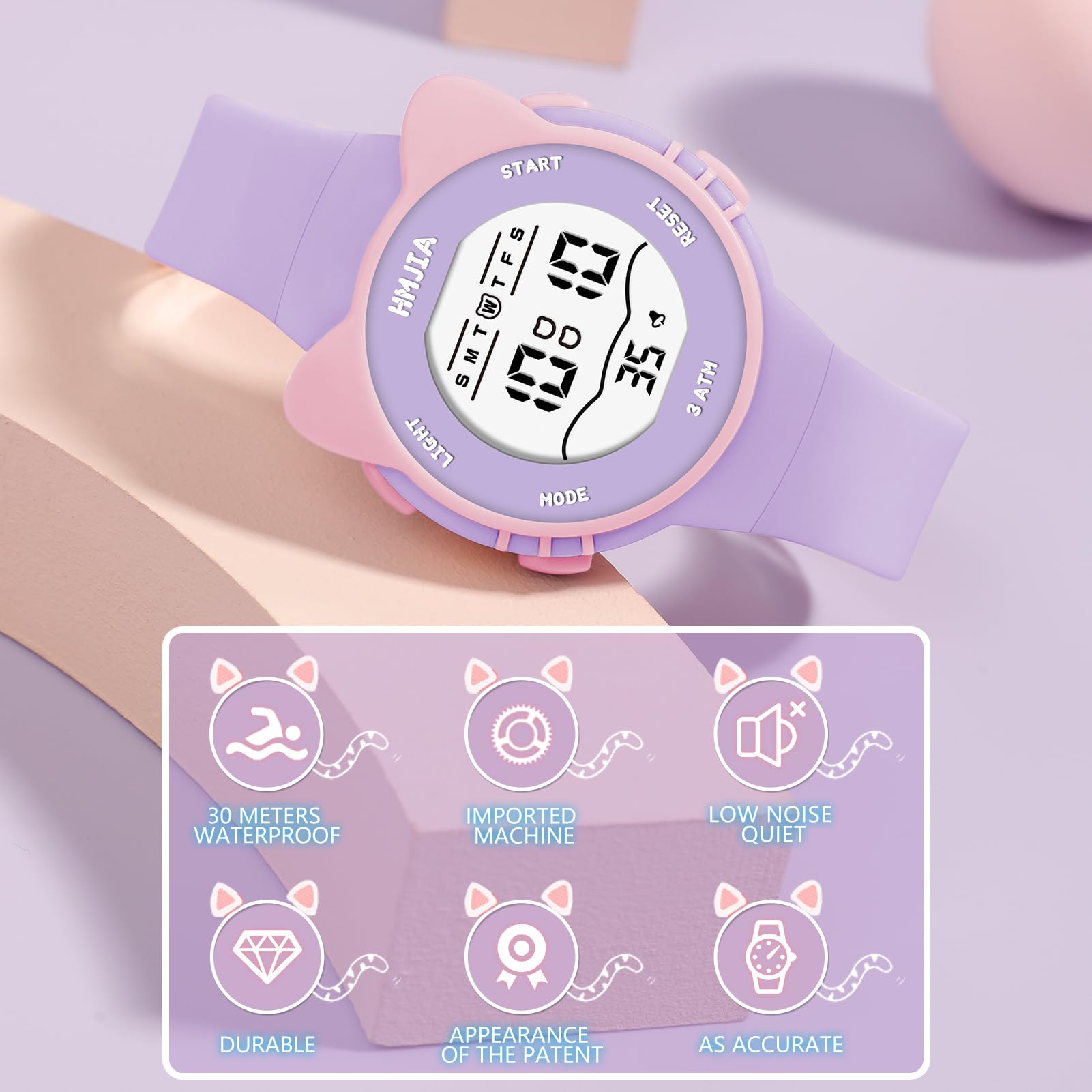 Reloj Niñas y Collares Set 3ATM Sumergible con Alarma Cronómetro Luz Correa Reloj Digital Niña con Correa de Cumpleaños para Niñas de 3 a 12 Años