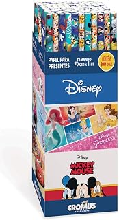 Papel Presente 100x70cm. Disney Sortidos - Display com 100, Cromus, 12000041, Multicor
