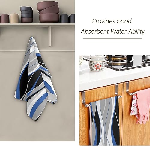 Miniatura 21 de Juego de 2 toallas de mano de hojas verdes para baño, toallas de baño de ramas de eucalipto verde azulado, suaves y absorbentes, toallas de cocina