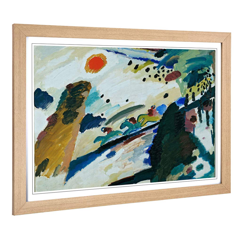 Big Box Art Framed Print of Wassily Kandinski Romantic Landscape Design | Wall Art Picture | Home Decor for Kitchen, Living Room, Bedroom, Hallway, Oak, A2 / 24.5x18 Inch / 62x45cm